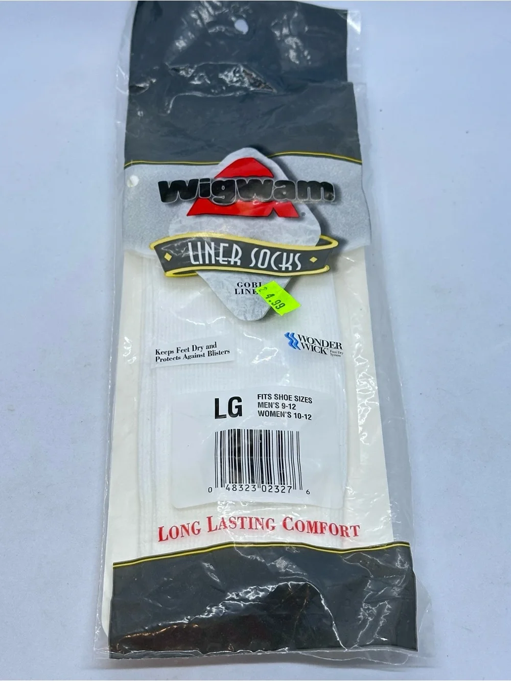 NOS Wigwam Gobi Liner Ultralight Socks F2153 LG White No Blisters Wonder Wick